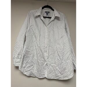 Chaps‎ No Iron Mens Big Tall 2XLG Geometric Print Button Down Shirt White Black